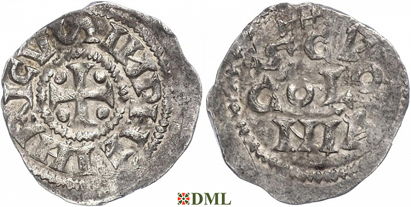 Денарий, Германия, Нижняя Лотарингия, Heinrich II (1014-1024), м.д. Koln, Dbg. 358