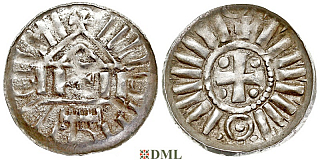 Денарий, Германия, Саксония, Anonymous bishop, Sachesnpfennig, Kilger 2000, KN 1