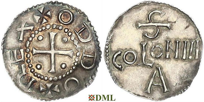 Денарий, Германия, Нижняя Лотарингия, Otto III (983-1002), м.д. Koln, Dbg 335