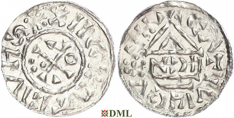 Денарий, Германия, Бавария, Heinrich II (1002-1024), м.д. Nabburg, монетарий IICN, Hahn 1976, 74a2