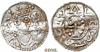 Денарий, Германия, Швабия, Heinrich II (1002-1024), м.д. Augsburg, Hahn 1976, 145.29
