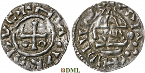 Денарий, Германия, Бавария, Heinrich II (955-995), м.д. Regensburg, монетарий MΛO, Hahn 1976, 22f1.4