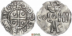 Денарий, Германия, Нижняя Лотарингия, Otto I (962-973) или Otto II (973-983), м.д. Koln, Dbg. 333