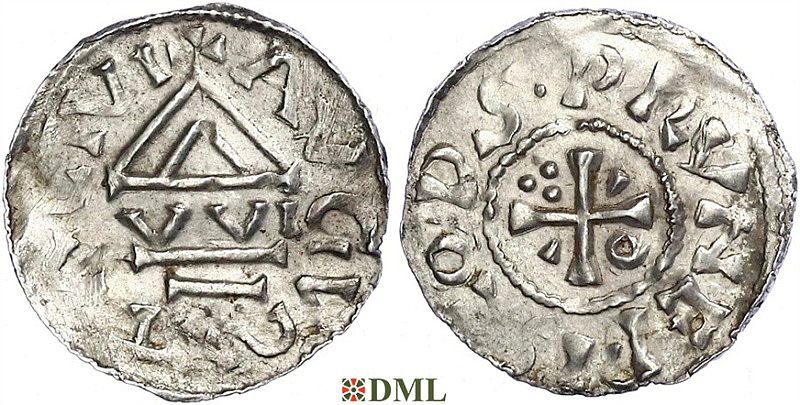 Денарий, Германия, Швабия, Siegfried I (1000-1006), м.д. Augsburg, монетарий WI, Hahn 1976, 141a1