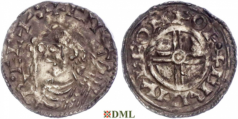 Денарий, Англия, Knut (1016-1035), м.д. York, монетарий Grimulf, North 790