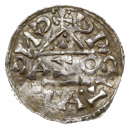 Денарий, Германия, Бавария, Heinrich V (1018-1026), м.д. Regensburg, монетарий AZO, Hahn 1976, 31b3