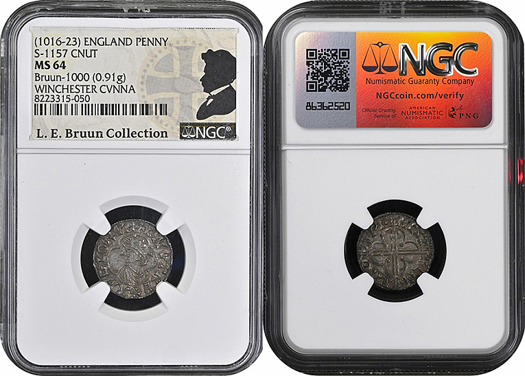 Денарий, Англия, Cnut (1016-1035), м.д. Winchester, монетарий Cunna, North 781
