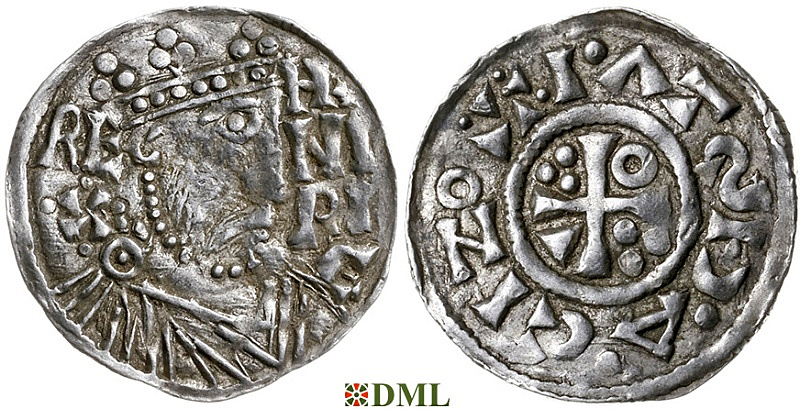 Денарий, Германия, Бавария, Heinrich II (1002-1024), м.д. Regensburg, монетарий IZO, Hahn 1976, 29c1