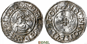 Денарий, Англия, Æthelred II (978-1016), м.д. Lydford, монетарий Bruna, North 777