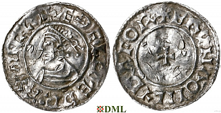 Денарий, Англия, Æthelred II (978-1016), м.д. Lydford, монетарий Bruna, North 777