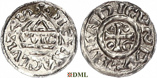 Денарий, Германия, Бавария, Heinrich IV (995-1002), м.д. Regensburg, монетарий WICI, Hahn 1976, 25e1