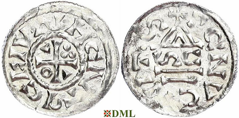 Денарий, Германия, Бавария, Heinrich II (1002-1024), м.д. Regensburg, монетарий SC, Hahn 1976, 27h4