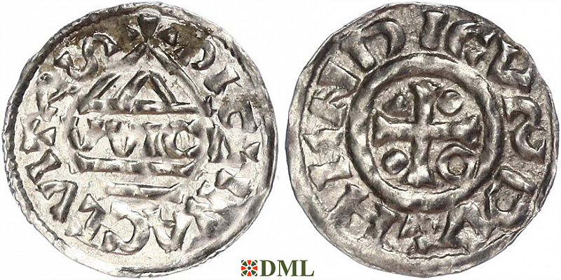 Денарий, Германия, Бавария, Heinrich IV (995-1002), м.д. Regensburg, монетарий WICI, Hahn 1976, 25e1