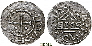 Денарий, Германия, Бавария, Heinrich I (948-955), м.д. Regensburg, монетарий EИC, Hahn 1976, 10e5