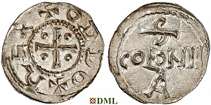 Денарий, Германия, Нижняя Лотарингия, Otto III (983-1002), м.д. Koln, Dbg. 335