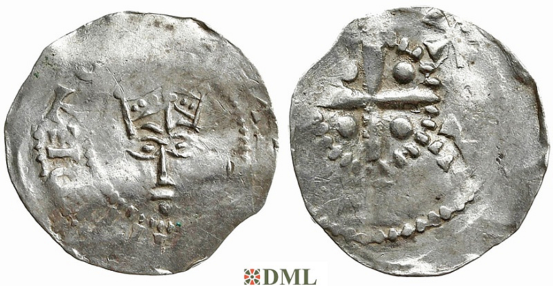 Денарий, Германия, Нижняя Лотарингия, Heinrich II (1002-1024), м.д. Tiel, Ilisch 2000, 3.3