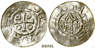 Денарий, Германия, Саксония, Otto III (983-1002), м.д. Goslar, type OAP
