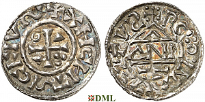 Денарий, Германия, Бавария, Heinrich II (1002-1024), м.д. Regensburg, монетарий ANNO, Hahn 1976, 27a3