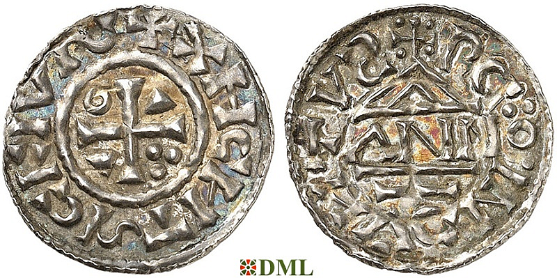 Денарий, Германия, Бавария, Heinrich II (1002-1024), м.д. Regensburg, монетарий ANNO, Hahn 1976, 27a3