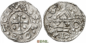 Денарий, Германия, Бавария, Otto I (973-982), м.д. Regensburg, монетарий WO, Hahn 1976, 17i1