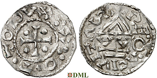Денарий, Германия, Бавария, Otto I (973-982), м.д. Regensburg, монетарий WO, Hahn 1976, 17i1
