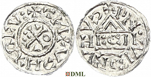 Денарий, Германия, Бавария, Heinrich II (1002-1024), м.д. Regensburg, монетарий HECIL, Hahn 1976, 27e1