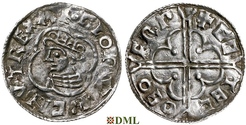 Денарий, Англия, Cnut (1016-1035), м.д. York, монетарий Cetel, North 781