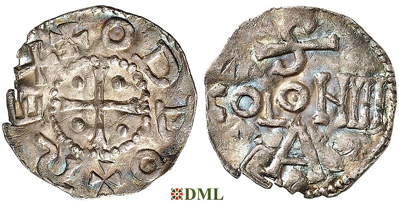 Денарий, Германия, Нижняя Лотарингия, Otto III (983-1002), м.д. Koln, Dbg 335