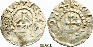 Денарий, Германия, Швабия, Otto III (983-1002), м.д. Strassburg, Dbg. 910