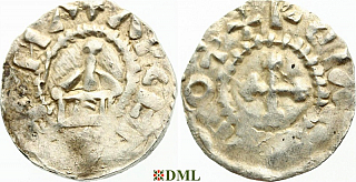 Денарий, Германия, Швабия, Otto III (983-1002), м.д. Strassburg, Dbg. 910