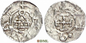 Денарий, Германия, Швабия, Otto III (983-1002), м.д. Strassburg, Dbg. 910