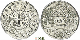 Денарий, Германия, Бавария, Heinrich II (1002-1024), м.д. Regensburg, монетарий HƆOV, Hahn 1976, 27i1