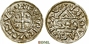 Денарий, Германия, Бавария, Heinrich II (985-995), м.д. Regensburg, монетарий ECCO, Hahn 1976, 22b2.2