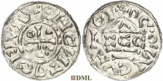Денарий, Германия, Бавария, Heinrich II (1002-1024), м.д. Regensburg, монетарий ECCO, Hahn 1976, 27c1