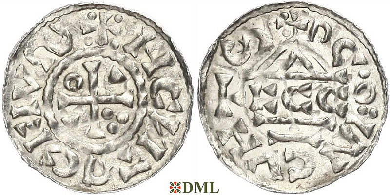 Денарий, Германия, Бавария, Heinrich II (1002-1024), м.д. Regensburg, монетарий ECCO, Hahn 1976, 27c1