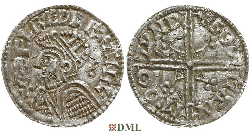 Денарий, Англия, Æthelred II (978-1016), м.д. London, монетарий Godman, North 775