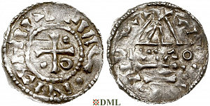 Денарий, Германия, Бавария, Hg. Heinrich II (985-995), м.д. Regensburg, монетарий ?, Hahn 1976, 22f1