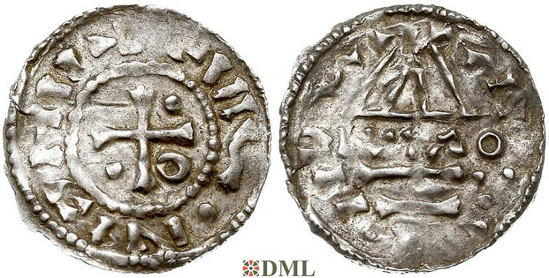 Денарий, Германия, Бавария, Hg. Heinrich II (985-995), м.д. Regensburg, монетарий ?, Hahn 1976, 22f1