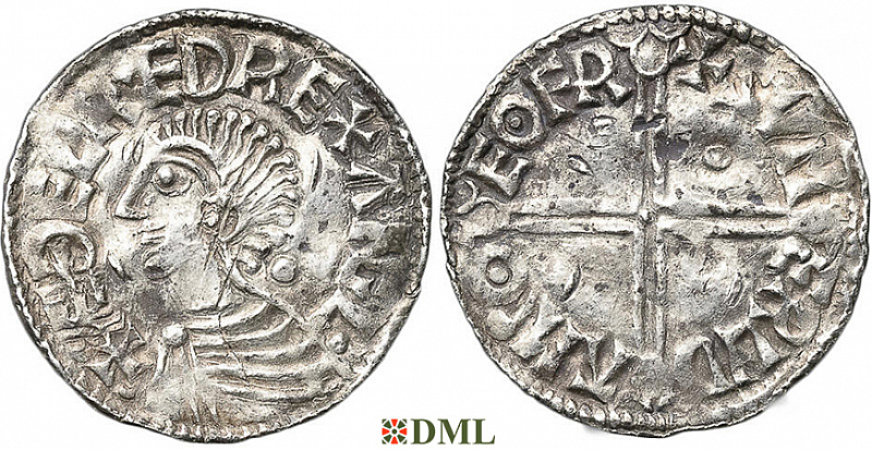 Денарий, Англия, Æthelred II (978-1016), м.д. York, монетарий Sumarlithi, North 774