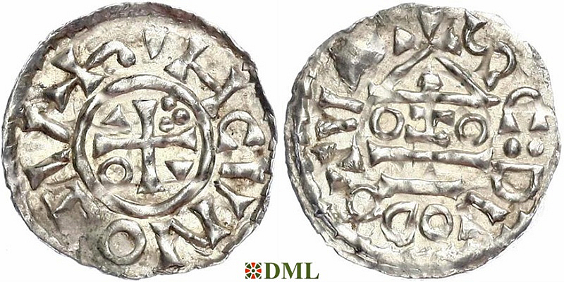 Денарий, Германия, Бавария, Heinrich II (1002-1024), м.д. Salzburg, монетарий OZO, Hahn 1976, 89a5