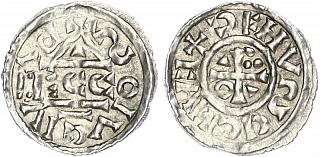 Обол, Германия, Бавария, Heinrich II (1002-1024), м.д. Regensburg, монетарий ECCO, Hahn 1976, 28c1