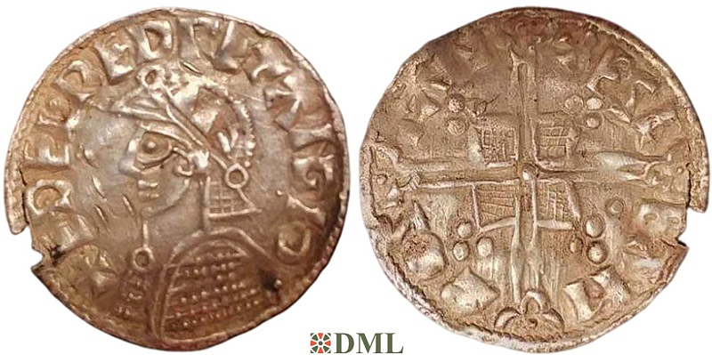 Денарий, Англия, Æthelred II (978-1016), м.д. Stamford, монетарий, North 775