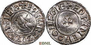 Денарий, Англия, Æthelred II (978-1016), м.д. Colchester, монетарий Eadwine, North 777