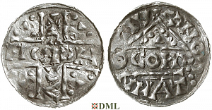 Денарий, Германия, Бавария, Heinrich V (1018-1023), м.д. Regensburg, монетарий CONR, Hahn 1976, 31c2