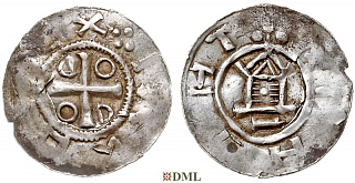 Денарий, Германия, Саксония, Нижняя Саксония , Otto III (983-1002), м.д. Goslar, type OAP