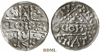 Денарий, Германия, Бавария, Heinrich V (1018-1023), м.д. Regensburg, монетарий CONR, Hahn 1976, 31c2