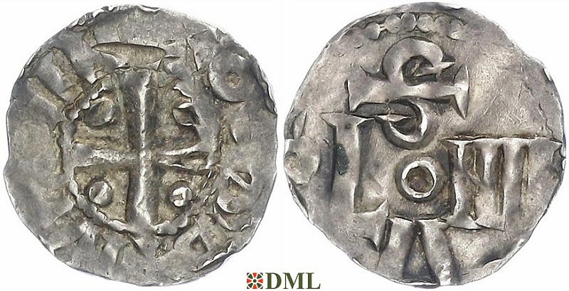 Денарий, Германия, Нижняя Лотарингия, Otto I (962-973) или Otto II (973-983), м.д. Koln, Dbg. 333