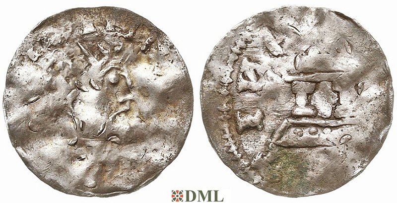 Денарий, Германия, Швабия, Heinrich II (1002-1024), м.д. Strassburg, Dbg. 916