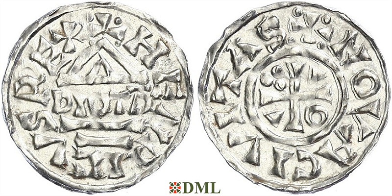 Денарий, Германия, Бавария, Heinrich II (1002-1024), м.д. Neuburg, монетарий DIOTP, Hahn 1976, 84a1