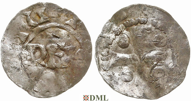 Денарий, Германия, Нижняя Лотарингия, Heinrich II (1002-1024), м.д. Deventer, Ilisch 2000, 1.5